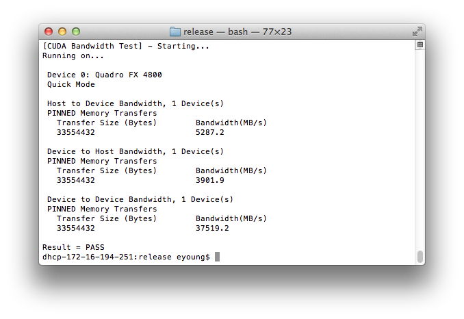 Valid Results from bandwidthTest CUDA Sample.