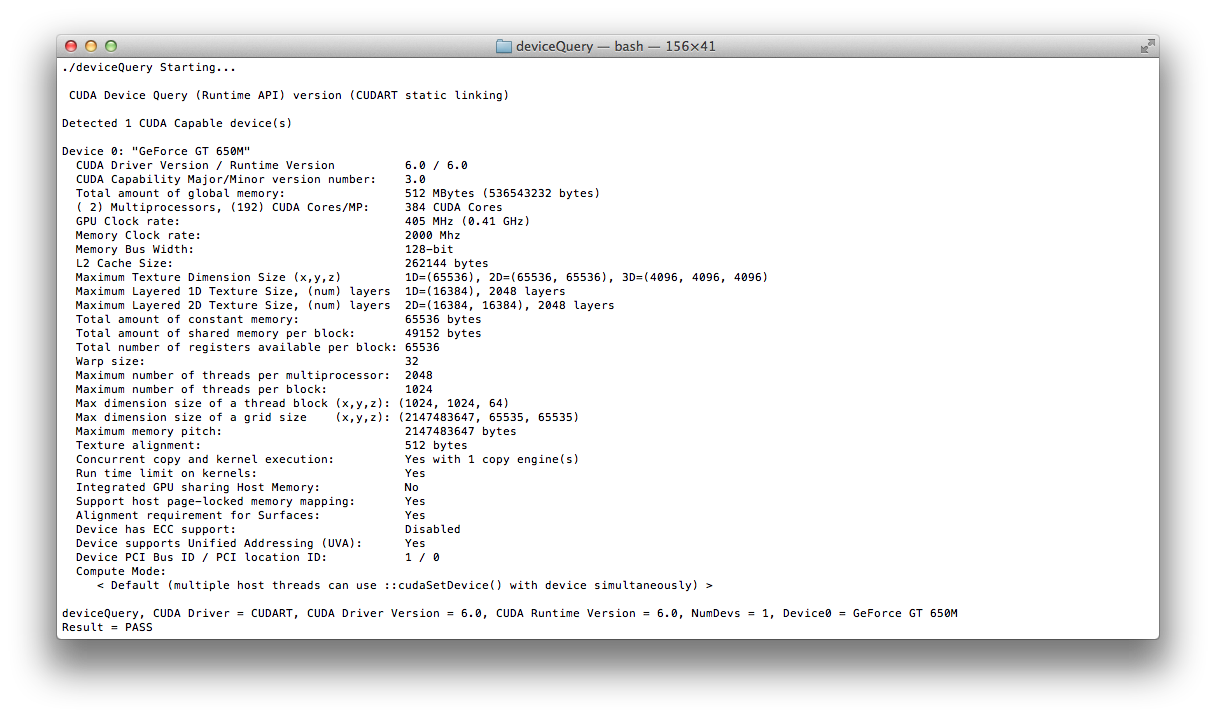 Valid Results from deviceQuery CUDA Sample.